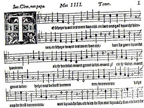 Music score of music by Jacob Clemens non Papa