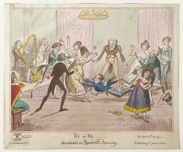 George Cruikshank: Vis à Vis / Accidents in Quadrille Dancing