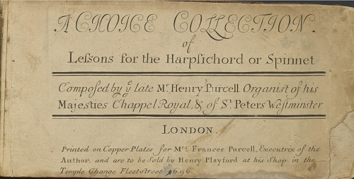 Photo of original title page of Purcell score