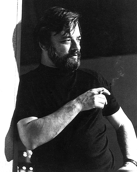 Black and white photo of Stephen Sondheim