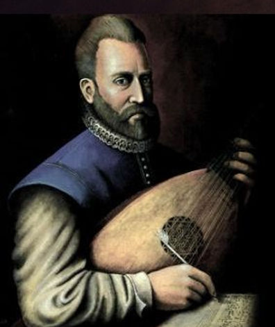 Painting of John Dowland holding a lute
