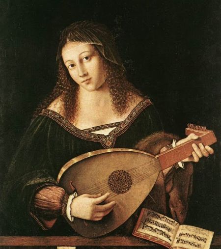Portrait of Casulana playing the flute