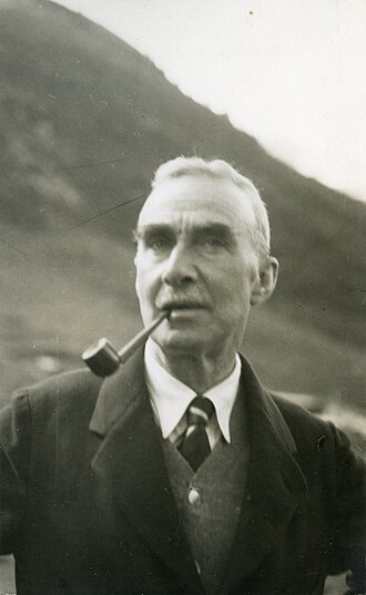 Black and white photo of Cyril Rootham with pipe